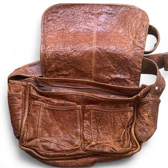 Vintage Y2K Ruehl No. 925 (A&F) Oversize Messenger Brown Leather Bag Academia - Picture 2 of 16